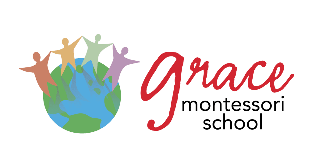 grace montessori school logo with graphic of people standing on a globe